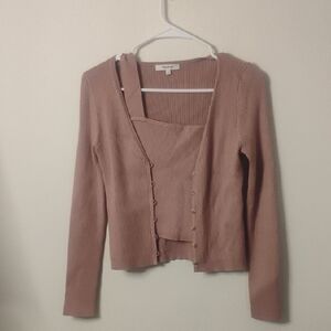 Madewell Dusty Rose Cropped Cardigan Set